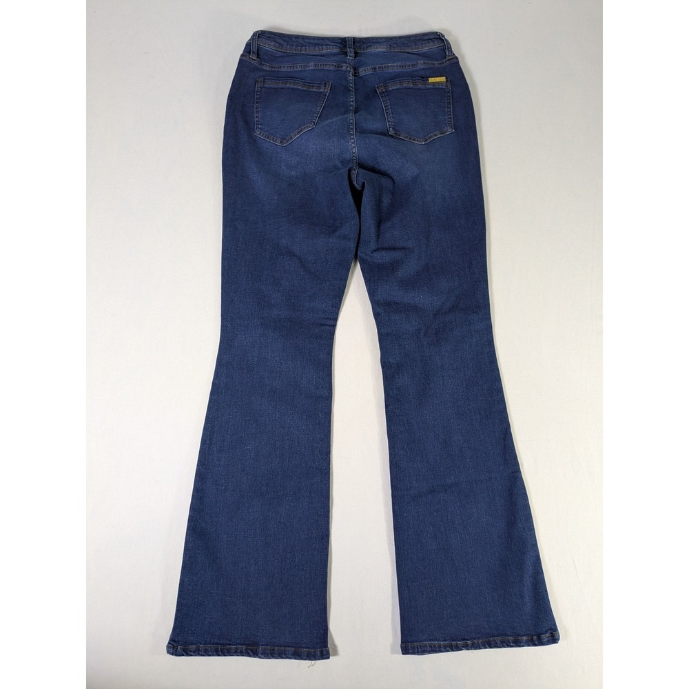 IMAN Women's Jeans Size 12 Dark Wash Blue Denim Bootcut Flare Gold Hardware - Picture 2 of 9
